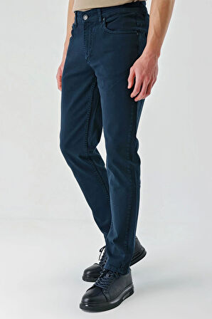 Koyu Lacivert Gabardin Pamuklu 5 Cep Slim Fit Dar Kesim Casual Pantolon 1003240318