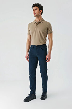 Koyu Lacivert Gabardin Pamuklu 5 Cep Slim Fit Dar Kesim Casual Pantolon 1003240318
