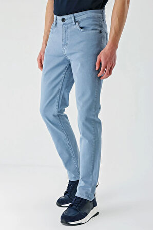 Koyu Turkuaz Gabardin Pamuklu 5 Cep Slim Fit Dar Kesim Casual Pantolon 1003240318