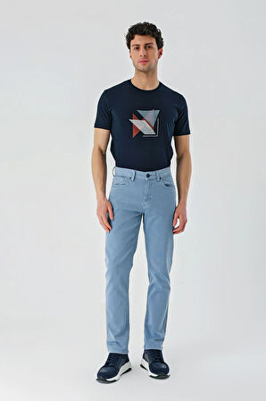 Koyu Turkuaz Gabardin Pamuklu 5 Cep Slim Fit Dar Kesim Casual Pantolon 1003240318