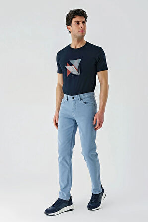 Koyu Turkuaz Gabardin Pamuklu 5 Cep Slim Fit Dar Kesim Casual Pantolon 1003240318