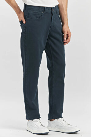 Koyu Lacivert Düz Gabardin Slim Fit Casual Pantolon 1003240319