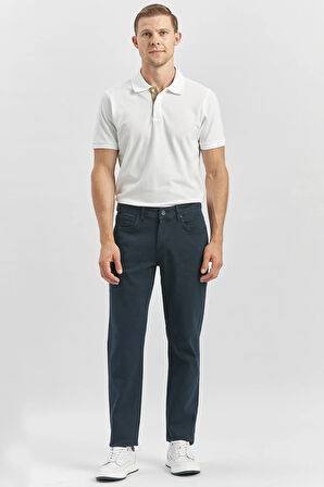 Koyu Lacivert Düz Gabardin Slim Fit Casual Pantolon 1003240319