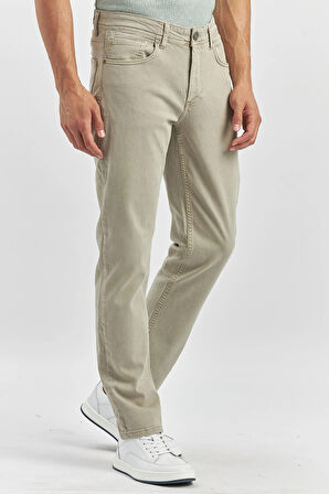 Koyu Bej Düz Gabardin Slim Fit Casual Pantolon 1003240319