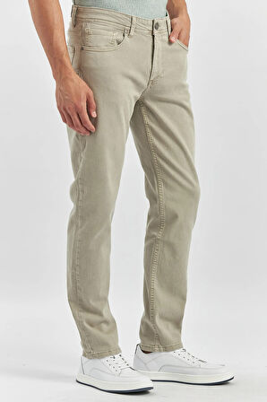 Koyu Bej Düz Gabardin Slim Fit Casual Pantolon 1003240319