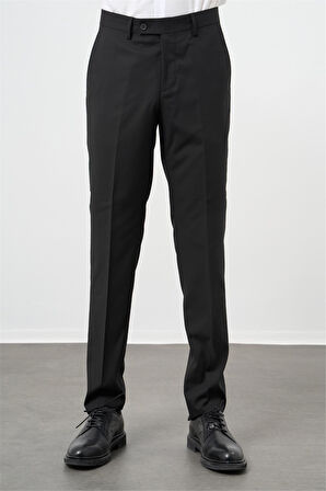 Siyah Düz Bez Ayağı Comfort Fit Classic Pantolon 1003240914