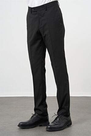 Siyah Düz Bez Ayağı Comfort Fit Classic Pantolon 1003240914