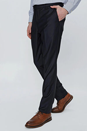 Lacivert Düz Gabardin Slim Fit Basic Pantolon 1003245013