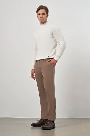 Koyu Vizon Düz Bez Ayağı Lastikli Slim Fit Casual Pantolon 1003245101