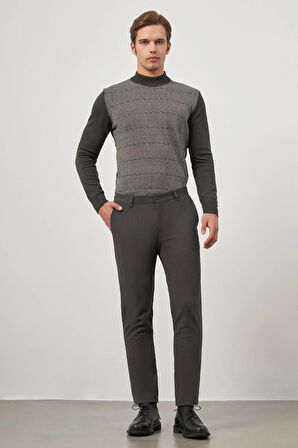 Koyu Antrasit Düz Gabardin Slim Fit Casual Pantolon 1003245102