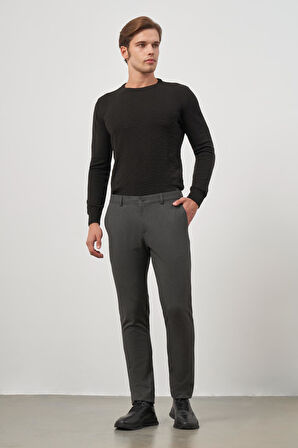Koyu Antrasit Düz Gabardin Slim Fit Casual Pantolon 1003245105