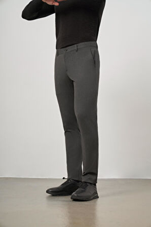 Koyu Antrasit Düz Gabardin Slim Fit Casual Pantolon 1003245105