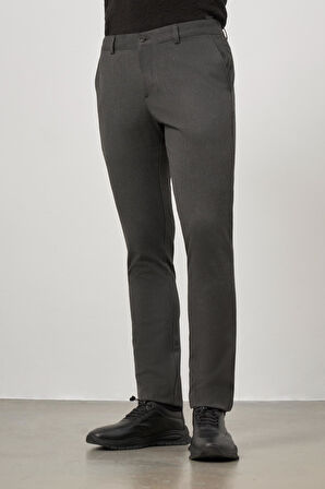 Koyu Antrasit Düz Gabardin Slim Fit Casual Pantolon 1003245105