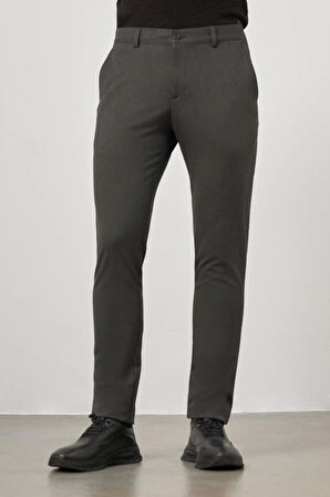 Koyu Antrasit Düz Gabardin Slim Fit Casual Pantolon 1003245105