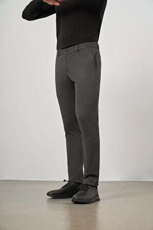 Koyu Antrasit Düz Gabardin Slim Fit Casual Pantolon 1003245105