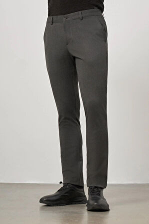 Koyu Antrasit Düz Gabardin Slim Fit Casual Pantolon 1003245105
