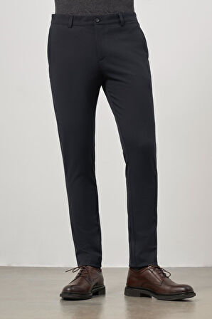 Lacivert Düz Gabardin Slim Fit Casual Pantolon 1003245105