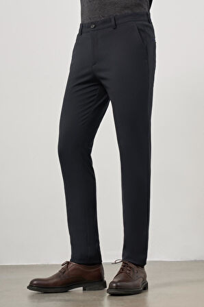 Lacivert Düz Gabardin Slim Fit Casual Pantolon 1003245105