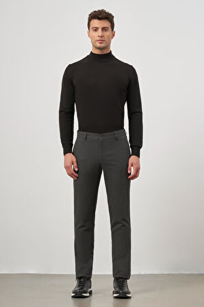 Koyu Antrasit Düz Gabardin Slim Fit Casual Pantolon 1003245108