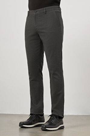Koyu Antrasit Düz Gabardin Slim Fit Casual Pantolon 1003245108