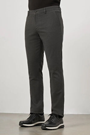 Koyu Antrasit Düz Gabardin Slim Fit Casual Pantolon 1003245108