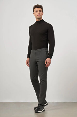 Koyu Antrasit Düz Gabardin Slim Fit Casual Pantolon 1003245108