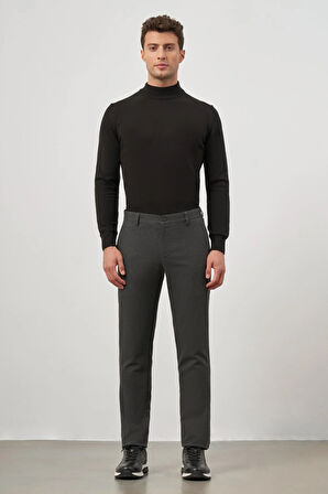 Koyu Antrasit Düz Gabardin Slim Fit Casual Pantolon 1003245108