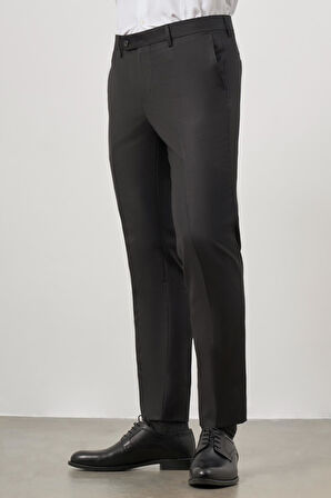 Siyah Düz Bez Ayağı Slim Fit Classic Pantolon 1003245152