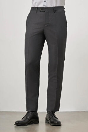 Koyu Antrasit Düz Bez Ayağı Slim Fit Classic Pantolon 1003245152