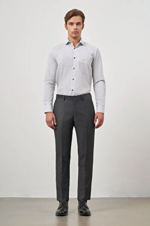 Koyu Antrasit Düz Bez Ayağı Slim Fit Classic Pantolon 1003245152