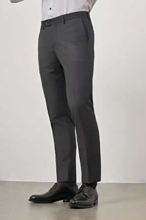 Koyu Antrasit Düz Bez Ayağı Slim Fit Classic Pantolon 1003245152