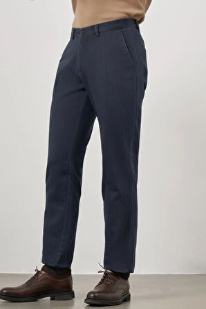 Koyu Lacivert Düz Gabardin Comfort Fit Casual Pantolon 1003245153