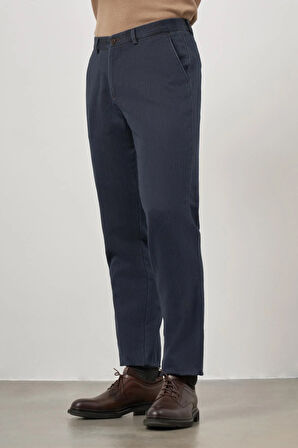 Koyu Lacivert Düz Gabardin Comfort Fit Casual Pantolon 1003245153