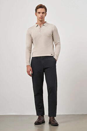 Koyu Antrasit Düz Gabardin Comfort Fit Casual Pantolon 1003245155