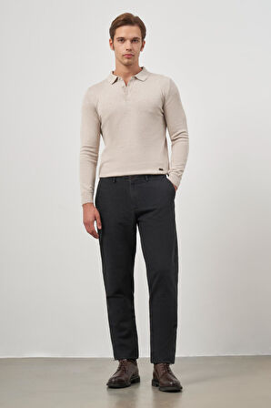 Koyu Antrasit Düz Gabardin Comfort Fit Casual Pantolon 1003245155