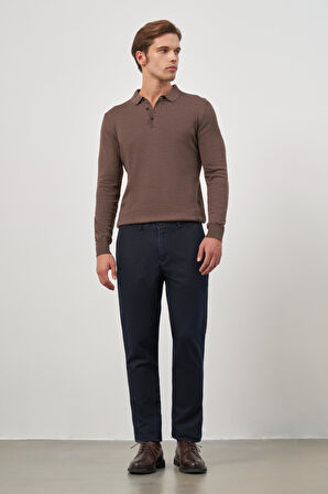 Koyu Lacivert Düz Gabardin Comfort Fit Casual Pantolon 1003245155
