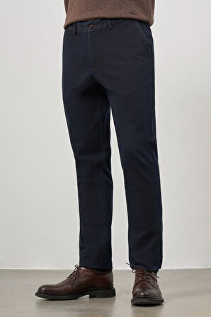 Koyu Lacivert Düz Gabardin Comfort Fit Casual Pantolon 1003245155