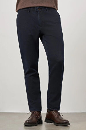 Koyu Lacivert Düz Gabardin Comfort Fit Casual Pantolon 1003245155