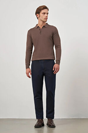Koyu Lacivert Düz Gabardin Comfort Fit Büyük Beden Casual Pantolon 1003245156
