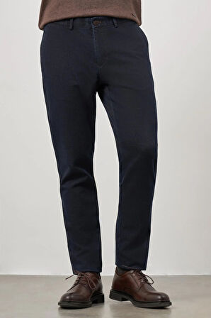 Koyu Lacivert Düz Gabardin Comfort Fit Büyük Beden Casual Pantolon 1003245156