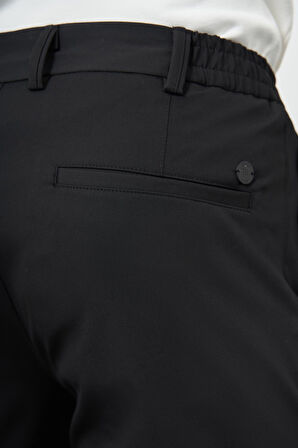 Siyah Düz Bez Ayağı Esnek Yan Cep Slim Fit Casual Pantolon 1003245159