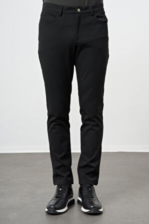 Siyah Düz Gabardin Esnek 5 Cep Slim Fit Casual Pantolon 1003245161