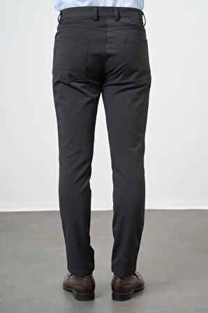 Koyu Antrasit Düz Gabardin Esnek 5 Cep Slim Fit Casual Pantolon 1003245161