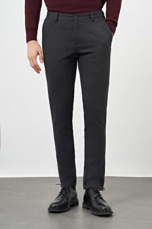 Siyah Düz Gabardin Pamuklu Yan Cep Slim Fit Casual Pantolon 1003245162