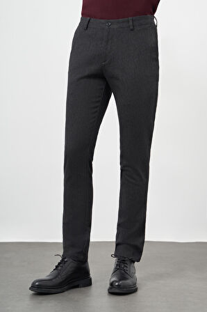 Siyah Düz Gabardin Pamuklu Yan Cep Slim Fit Casual Pantolon 1003245162
