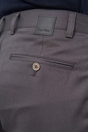 Koyu Antrasit Düz Armürlü Pamuklu Yan Cep Slim Fit Casual Pantolon 1003245163
