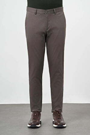 Koyu Haki Düz Armürlü Pamuklu Yan Cep Comfort Fit Casual Pantolon 1003245164