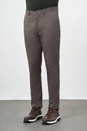 Koyu Haki Düz Armürlü Pamuklu Yan Cep Comfort Fit Casual Pantolon 1003245164