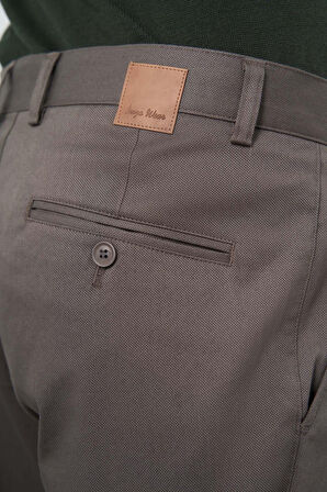 Koyu Haki Düz Armürlü Pamuklu Yan Cep Comfort Fit Casual Pantolon 1003245164