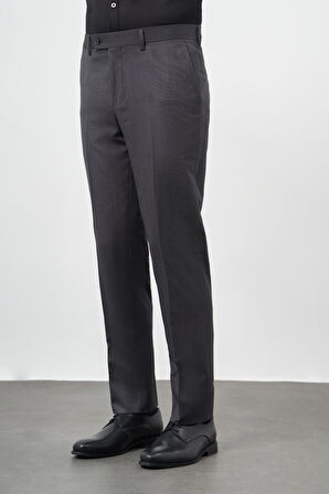 Siyah Kendinden Desenli Bez Ayağı Yan Cep Comfort Fit Classic Pantolon 1003245166
